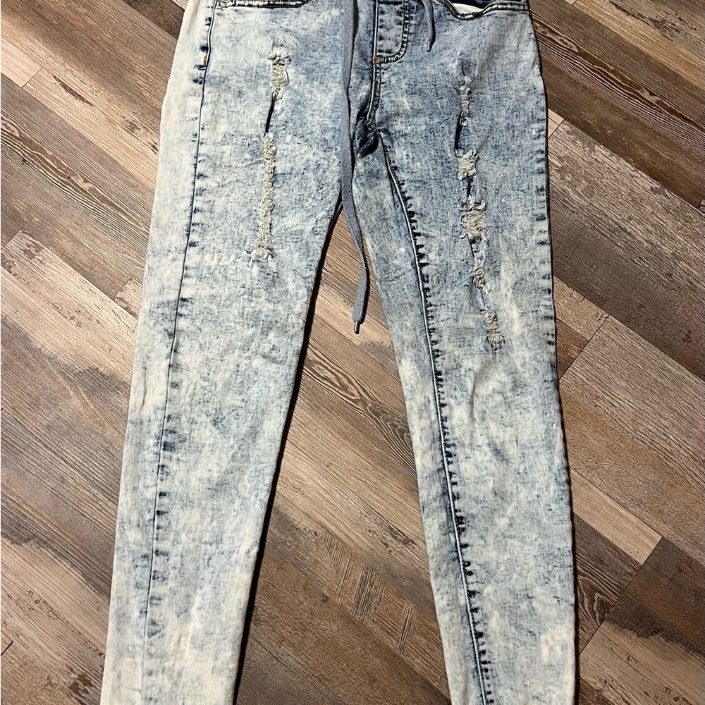 Distressed Acid Wash Jeans Medium M stretch